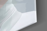 Butterfly-eyes muse cinematic glass wall art in feminine-luxe boudoir