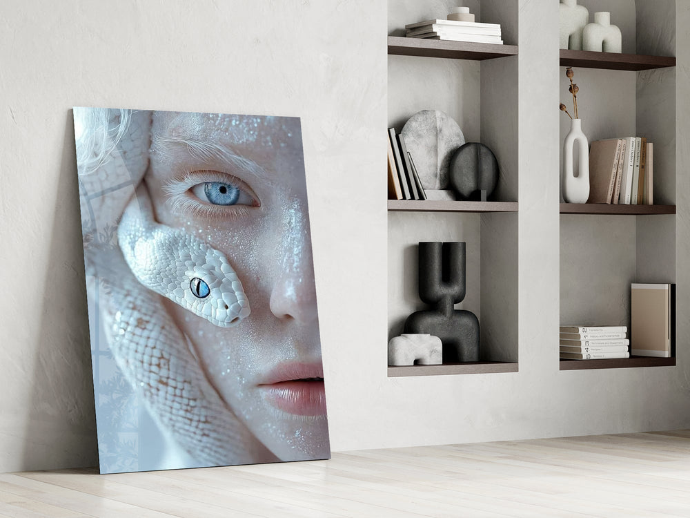 Fine-art fantasy cinematic glass wall art in private library reading nook