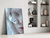 Fine-art fantasy cinematic glass wall art in private library reading nook