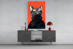 Editorial humor cinematic glass wall art in light-filled atelier