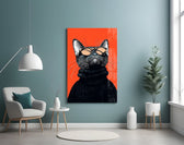 Sofistike Havalı Kedi Cam Tablo
