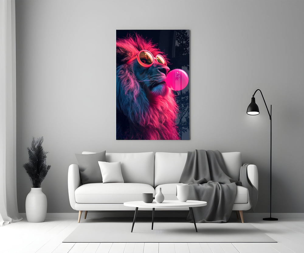 Blacklight pop cinematic glass wall art in heritage stairwell