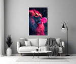 Blacklight pop cinematic glass wall art in heritage stairwell