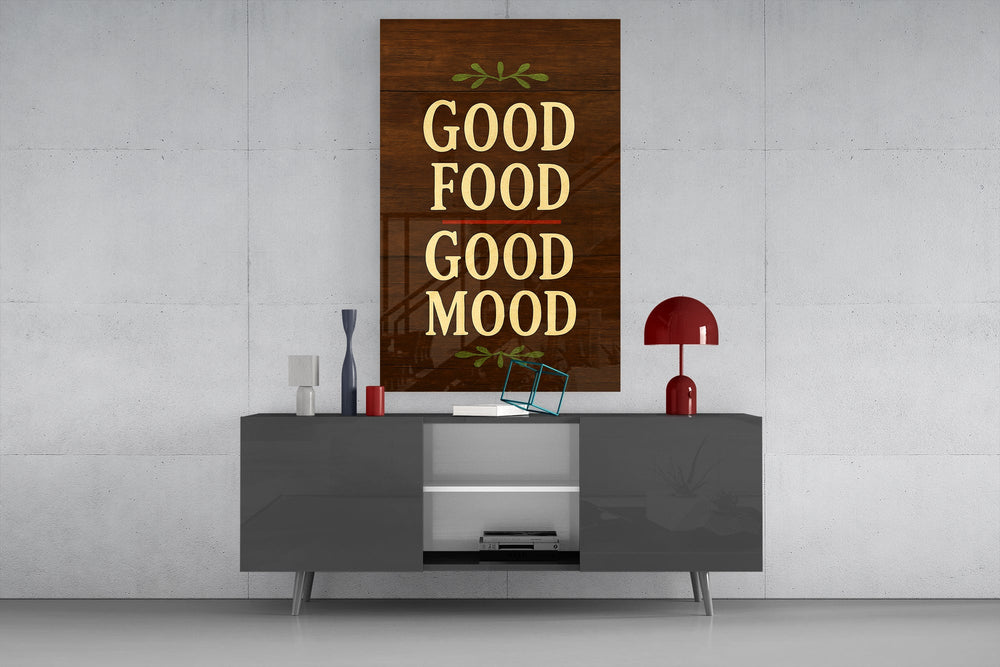 Farmhouse typography cinematic glass wall art in light-filled atelier