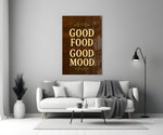 Hand-painted bistro cinematic glass wall art in heritage stairwell
