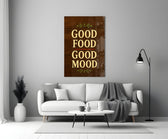 Hand-painted bistro cinematic glass wall art in heritage stairwell