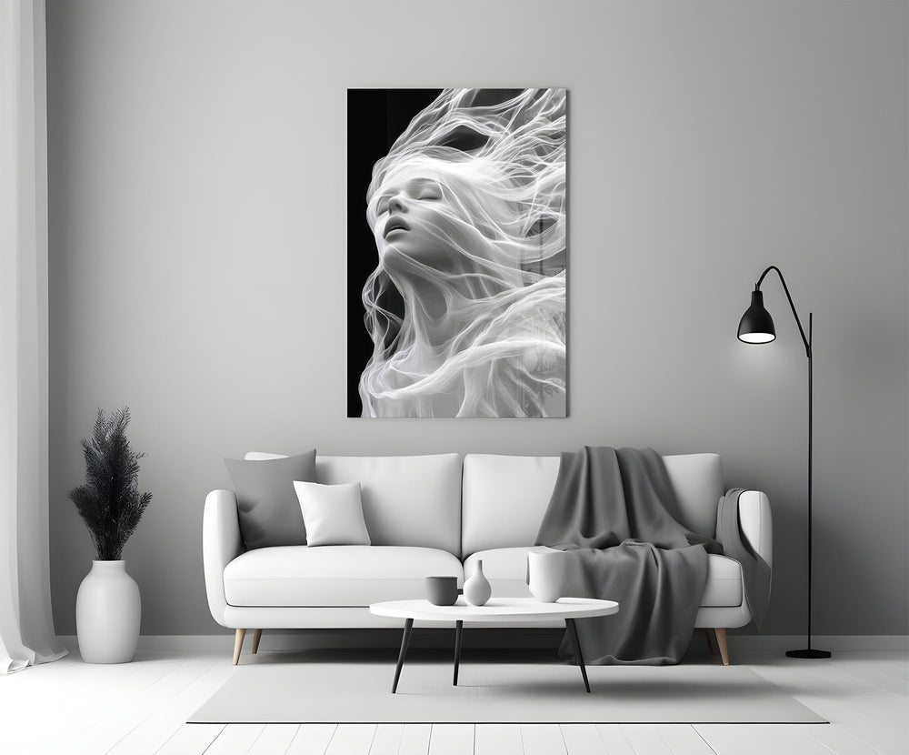 Symbolist Art-Nouveau cinematic glass wall art in heritage stairwell