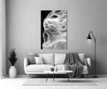 Symbolist Art-Nouveau cinematic glass wall art in heritage stairwell