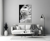 Symbolist Art-Nouveau cinematic glass wall art in heritage stairwell