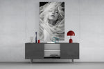 Bridal-shower cinematic glass wall art in light-filled atelier