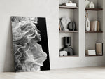 Digital fantasy muse cinematic glass wall art in private library reading nook