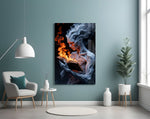 Flame book cinematic glass wall art in creative studio