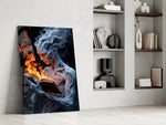 Dark fantasy oil cinematic glass wall art in masculine-luxe study