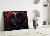Brian-Froud style cinematic glass wall art in heritage stairwell
