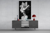 Surreal beauty cinematic glass wall art in light-filled atelier
