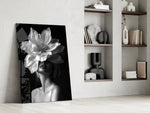 Mother-Nature femininity cinematic glass wall art in private library reading nook