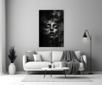 Symbolist Symbolism cinematic glass wall art in heritage stairwell