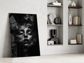 Digital-fantasy smoke cinematic glass wall art in private library reading nook