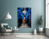 Klein-Blue fantasy cinematic glass wall art in boutique-hotel suite