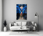 Tim-Walker style cinematic glass wall art in heritage stairwell