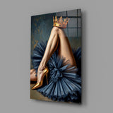Surreal pop royal glamour cinematic glass wall art in feminine-luxe boudoir