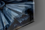 Crown-and-heels cinematic glass wall art in creative-agency reception