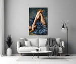 Magritte surrealism cinematic glass wall art in heritage stairwell