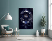Cosmic mystic cinematic glass wall art in creative studio