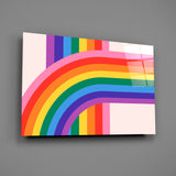 70s pop inclusive cinematic glass wall art in Pride-collector lounge