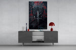 Cinema-fantasy cinematic glass wall art in masculine-luxe study