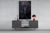 Cinema-fantasy cinematic glass wall art in masculine-luxe study
