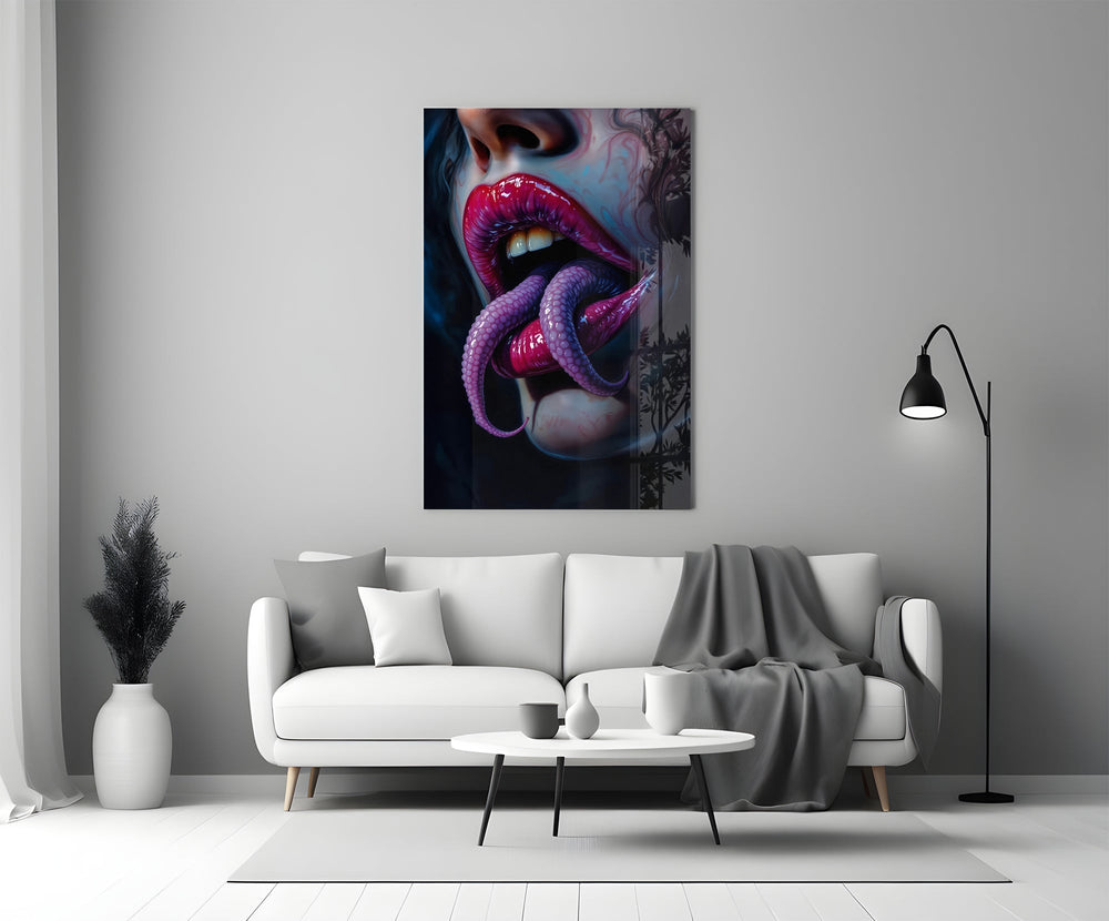 Helmut-Newton provocation cinematic glass wall art in heritage stairwell