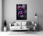 Helmut-Newton provocation cinematic glass wall art in heritage stairwell