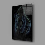 Spiritual hair flow cinematic glass wall art in meditation studio