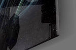 Cosmic embrace cinematic glass wall art in feminine-luxe boudoir