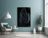Aurora-Borealis style cinematic glass wall art in coaching reception