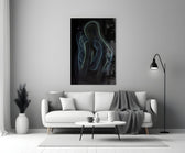 Mother-and-child cosmic cinematic glass wall art in heritage stairwell
