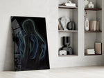 Cosmic tenderness cinematic glass wall art in private library reading nook