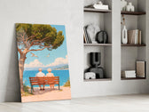 Anthropomorphic portrait cinematic glass wall art in private library reading nook
