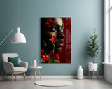 Quiet resilience cinematic glass wall art in feminine-luxe boudoir