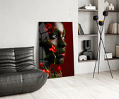 Windswept scarf cinematic glass wall art over modern dining sideboard