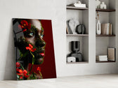 Symbolic portrait cinematic glass wall art in private library reading nook