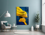 Quiet resilience cinematic glass wall art in feminine-luxe boudoir