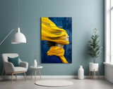 Quiet resilience cinematic glass wall art in feminine-luxe boudoir