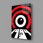 Orwellian graphic cinematic glass wall art in writer's-retreat study