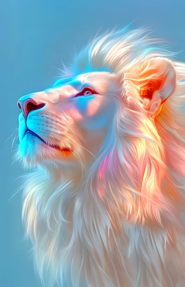 Heybetli Neon Aslan Cam Tablo