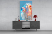 Southwest landscape cinematic glass wall art in light-filled atelier