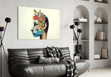 Conceptual illustration cinematic glass wall art in poetry-room nook