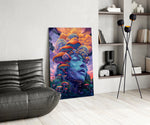 Forager fairytale cinematic glass wall art over modern dining sideboard
