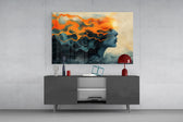 Elemental goddess cinematic glass wall art in light-filled atelier